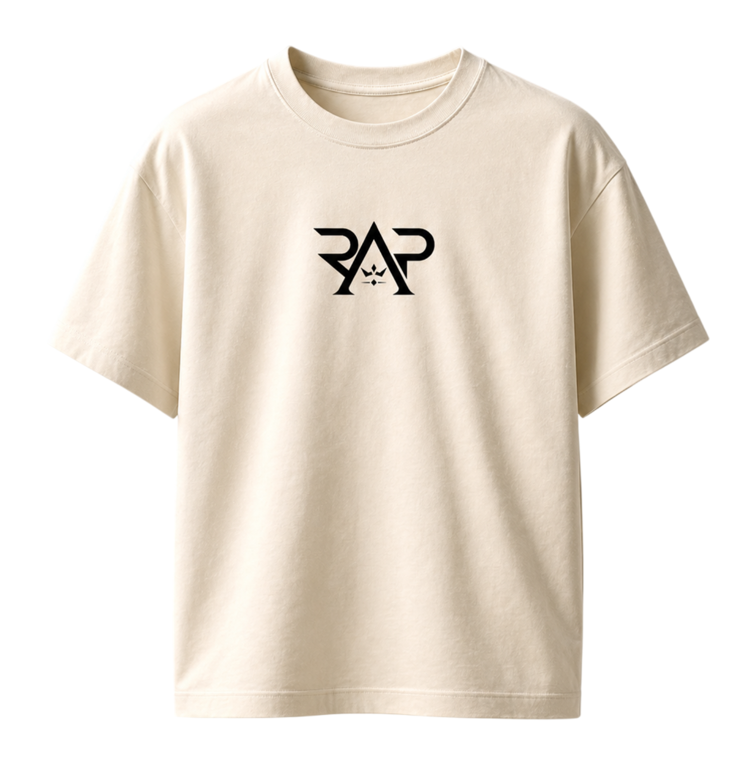 Cream Essential Tee with black RAP logo